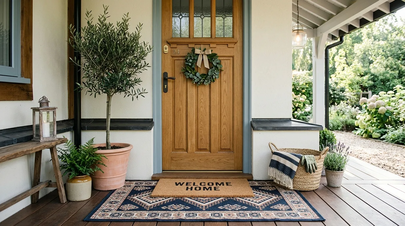 Fresh Welcome Mat & Rug Layering for 10 front porch ideas to boost curb appeal fast